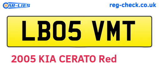 LB05VMT are the vehicle registration plates.