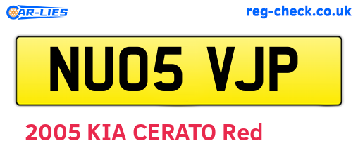 NU05VJP are the vehicle registration plates.