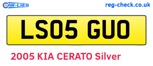 LS05GUO are the vehicle registration plates.