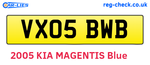 VX05BWB are the vehicle registration plates.