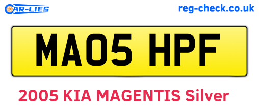 MA05HPF are the vehicle registration plates.