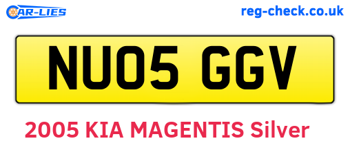 NU05GGV are the vehicle registration plates.