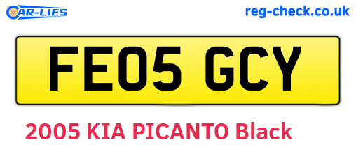 FE05GCY are the vehicle registration plates.