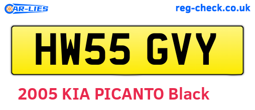 HW55GVY are the vehicle registration plates.