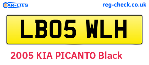 LB05WLH are the vehicle registration plates.