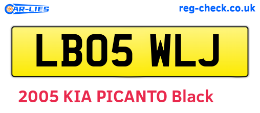 LB05WLJ are the vehicle registration plates.