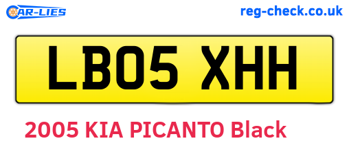 LB05XHH are the vehicle registration plates.