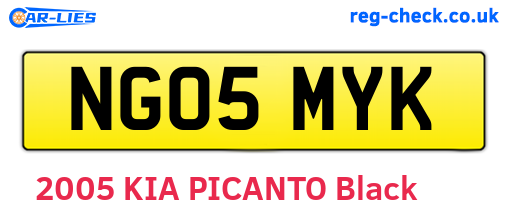NG05MYK are the vehicle registration plates.