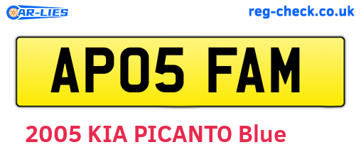 AP05FAM are the vehicle registration plates.