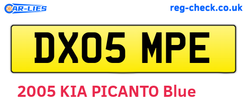 DX05MPE are the vehicle registration plates.