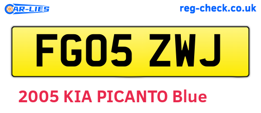 FG05ZWJ are the vehicle registration plates.