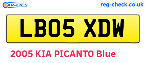 LB05XDW are the vehicle registration plates.