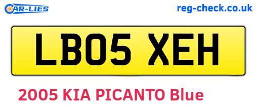 LB05XEH are the vehicle registration plates.