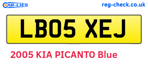 LB05XEJ are the vehicle registration plates.