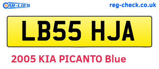 LB55HJA are the vehicle registration plates.