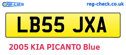 LB55JXA are the vehicle registration plates.