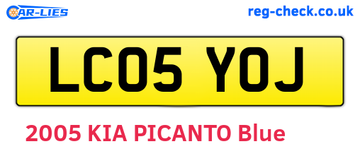 LC05YOJ are the vehicle registration plates.