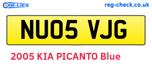 NU05VJG are the vehicle registration plates.