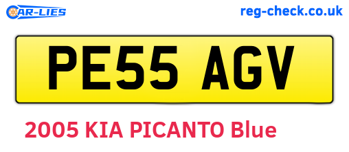 PE55AGV are the vehicle registration plates.