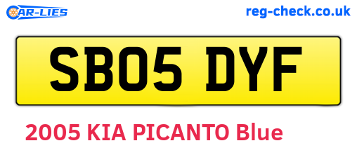 SB05DYF are the vehicle registration plates.