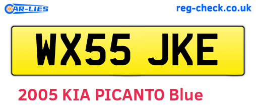 WX55JKE are the vehicle registration plates.