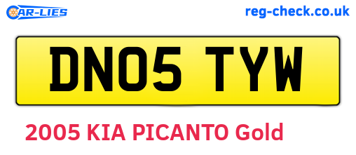 DN05TYW are the vehicle registration plates.