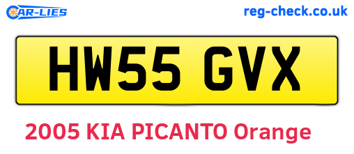 HW55GVX are the vehicle registration plates.