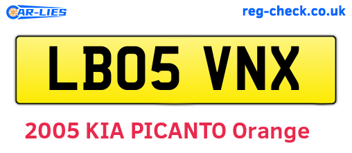 LB05VNX are the vehicle registration plates.