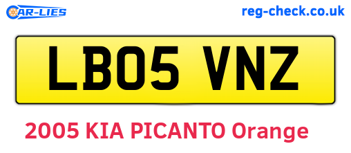 LB05VNZ are the vehicle registration plates.
