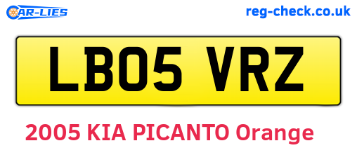 LB05VRZ are the vehicle registration plates.