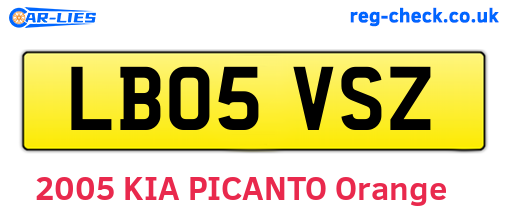 LB05VSZ are the vehicle registration plates.