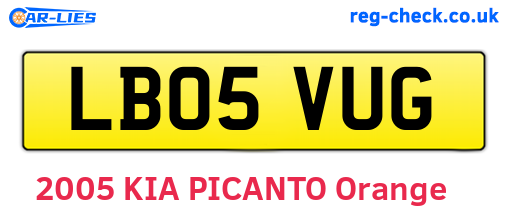 LB05VUG are the vehicle registration plates.