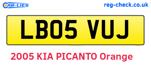 LB05VUJ are the vehicle registration plates.