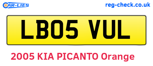 LB05VUL are the vehicle registration plates.