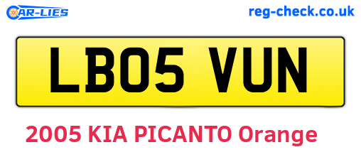LB05VUN are the vehicle registration plates.