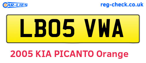LB05VWA are the vehicle registration plates.