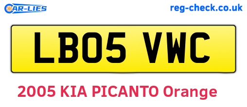 LB05VWC are the vehicle registration plates.