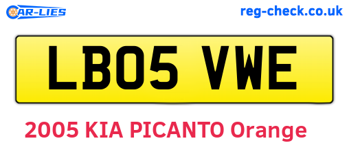LB05VWE are the vehicle registration plates.