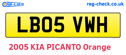 LB05VWH are the vehicle registration plates.