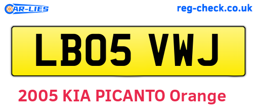 LB05VWJ are the vehicle registration plates.