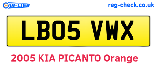 LB05VWX are the vehicle registration plates.
