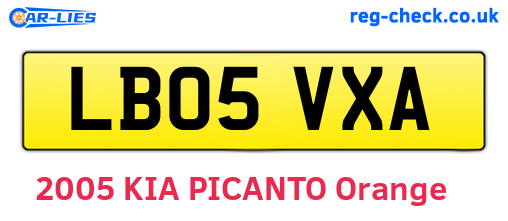 LB05VXA are the vehicle registration plates.