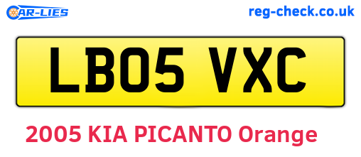 LB05VXC are the vehicle registration plates.