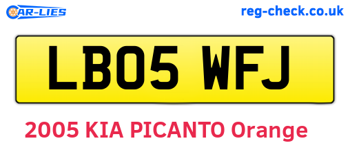 LB05WFJ are the vehicle registration plates.