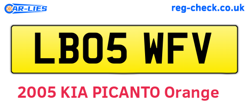 LB05WFV are the vehicle registration plates.