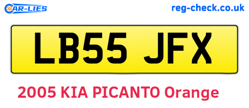 LB55JFX are the vehicle registration plates.