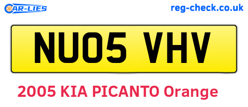 NU05VHV are the vehicle registration plates.