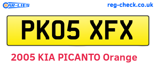 PK05XFX are the vehicle registration plates.