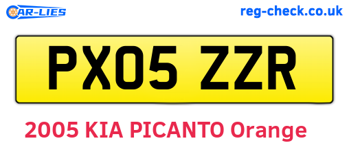 PX05ZZR are the vehicle registration plates.