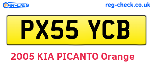 PX55YCB are the vehicle registration plates.